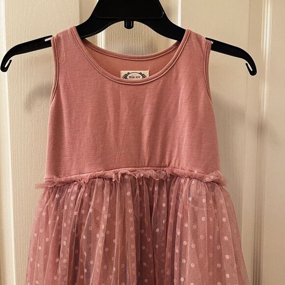 Joyfolie Mia Joy Leila Tulle Dress in Mauve Pink Polka Dots Girls Size 10 NWT - Picture 2 of 13